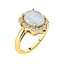 1-2/3 Carat Opal Ring and Halo Diamonds In 14 Karat Yellow Gold Image-2