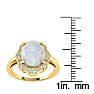 1-2/3 Carat Opal Ring and Halo Diamonds In 14 Karat Yellow Gold Image-4