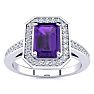 1 Carat Amethyst and Halo Diamond Ring In 14 Karat White Gold