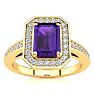1 Carat Amethyst and Halo Diamond Ring In 14 Karat Yellow Gold Image-1