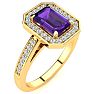 1 Carat Amethyst and Halo Diamond Ring In 14 Karat Yellow Gold Image-2