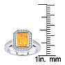 1 Carat Citrine and Halo Diamond Ring In 14 Karat White Gold Image-5