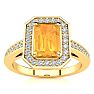 1 Carat Citrine and Halo Diamond Ring In 14 Karat Yellow Gold Image-1