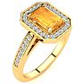 1 Carat Citrine and Halo Diamond Ring In 14 Karat Yellow Gold Image-2