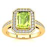 1 1/3 Carat Peridot and Halo Diamond Ring In 14 Karat Yellow Gold Image-1