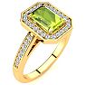 1 1/3 Carat Peridot and Halo Diamond Ring In 14 Karat Yellow Gold Image-2