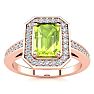 1 1/3 Carat Peridot and Halo Diamond Ring In 14 Karat Rose Gold Image-1