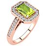 1 1/3 Carat Peridot and Halo Diamond Ring In 14 Karat Rose Gold Image-2