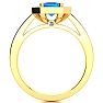 1 1/2 Carat Blue Topaz and Halo Diamond Ring In 14 Karat Yellow Gold Image-3