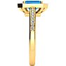 1 1/2 Carat Blue Topaz and Halo Diamond Ring In 14 Karat Yellow Gold Image-4