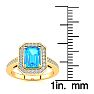 1 1/2 Carat Blue Topaz and Halo Diamond Ring In 14 Karat Yellow Gold Image-5
