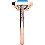 1 1/2 Carat Blue Topaz and Halo Diamond Ring In 14 Karat Rose Gold Image-4