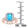 1 1/2 Carat Blue Topaz and Halo Diamond Ring In 14 Karat Rose Gold Image-5