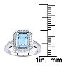 Aquamarine Ring: Aquamarine Jewelry: 1 Carat Aquamarine and Halo Diamond Ring In 14 Karat White Gold Image-5