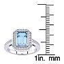 Aquamarine Ring: Aquamarine Jewelry: 1 Carat Aquamarine and Halo Diamond Ring In 14 Karat White Gold Image-5