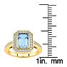Aquamarine Ring: Aquamarine Jewelry: 1 Carat Aquamarine and Halo Diamond Ring In 14 Karat Yellow Gold Image-5