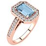 Aquamarine Ring: Aquamarine Jewelry: 1 Carat Aquamarine and Halo Diamond Ring In 14 Karat Rose Gold Image-2