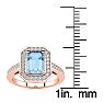 Aquamarine Ring: Aquamarine Jewelry: 1 Carat Aquamarine and Halo Diamond Ring In 14 Karat Rose Gold Image-5