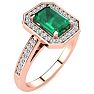 1 Carat Emerald and Halo Diamond Ring In 14 Karat Rose Gold Image-2