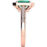 1 Carat Emerald and Halo Diamond Ring In 14 Karat Rose Gold Image-4
