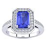 1 1/3 Carat Tanzanite and Halo Diamond Ring In 14 Karat White Gold Image-1