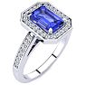 1 1/3 Carat Tanzanite and Halo Diamond Ring In 14 Karat White Gold Image-2