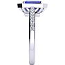 1 1/3 Carat Tanzanite and Halo Diamond Ring In 14 Karat White Gold Image-4