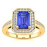 1 1/3 Carat Tanzanite and Halo Diamond Ring In 14 Karat Yellow Gold Image-1