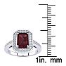 Garnet Ring: Garnet Jewelry: 1 1/2 Carat Garnet and Halo Diamond Ring In 14 Karat White Gold Image-5