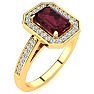 Garnet Ring: Garnet Jewelry: 1 1/2 Carat Garnet and Halo Diamond Ring In 14 Karat Yellow Gold Image-2