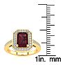 Garnet Ring: Garnet Jewelry: 1 1/2 Carat Garnet and Halo Diamond Ring In 14 Karat Yellow Gold Image-5