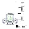 1 Carat Green Amethyst and Halo Diamond Ring In 14 Karat White Gold Image-5