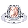 1 Carat Morganite and Halo Diamond Ring In 14 Karat White Gold Image-1