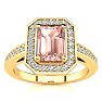 1 Carat Morganite and Halo Diamond Ring In 14 Karat Yellow Gold Image-1