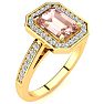 1 Carat Morganite and Halo Diamond Ring In 14 Karat Yellow Gold Image-2