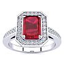 1 1/4 Carat Ruby and Halo Diamond Ring In 14 Karat White Gold Image-1