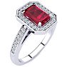 1 1/4 Carat Ruby and Halo Diamond Ring In 14 Karat White Gold Image-2