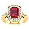 1 1/4 Carat Ruby and Halo Diamond Ring In 14 Karat Yellow Gold Image-1