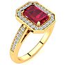 1 1/4 Carat Ruby and Halo Diamond Ring In 14 Karat Yellow Gold Image-2