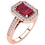 1 1/4 Carat Ruby and Halo Diamond Ring In 14 Karat Rose Gold Image-2