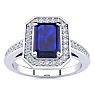 1 1/3 Carat Sapphire and Halo Diamond Ring In 14 Karat White Gold Image-1