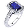 1 1/3 Carat Sapphire and Halo Diamond Ring In 14 Karat White Gold Image-2