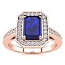 1 1/3 Carat Sapphire and Halo Diamond Ring In 14 Karat Rose Gold Image-1
