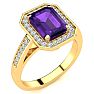 2 Carat Amethyst and Halo Diamond Ring In 14 Karat Yellow Gold Image-2