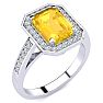 2 Carat Citrine and Halo Diamond Ring In 14 Karat White Gold Image-2