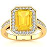 2 Carat Citrine and Halo Diamond Ring In 14 Karat Yellow Gold Image-1