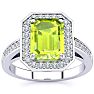 2 Carat Peridot and Halo Diamond Ring In 14 Karat White Gold Image-1