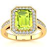 2 Carat Peridot and Halo Diamond Ring In 14 Karat Yellow Gold Image-1