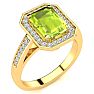 2 Carat Peridot and Halo Diamond Ring In 14 Karat Yellow Gold Image-2