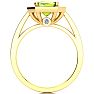 2 Carat Peridot and Halo Diamond Ring In 14 Karat Yellow Gold Image-3